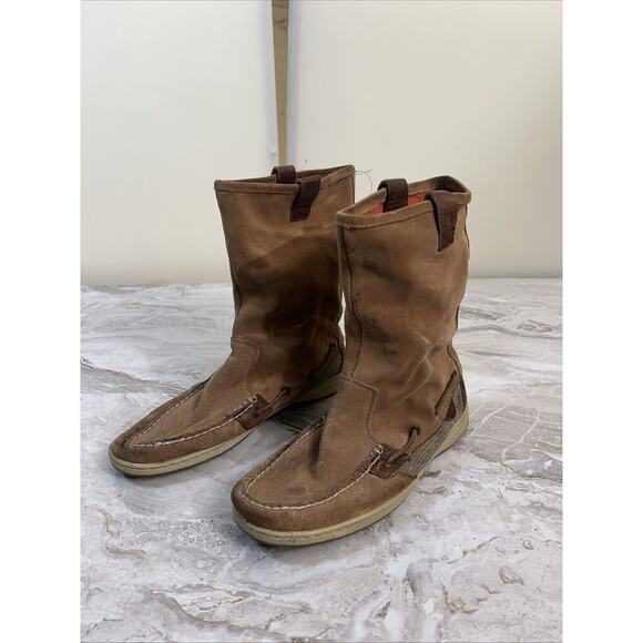 Women’s Sz 9M PFR Sperry Top-Sider Casual Boat Stitched Moc Toe Boots 9616707 - Picture 1 of 11